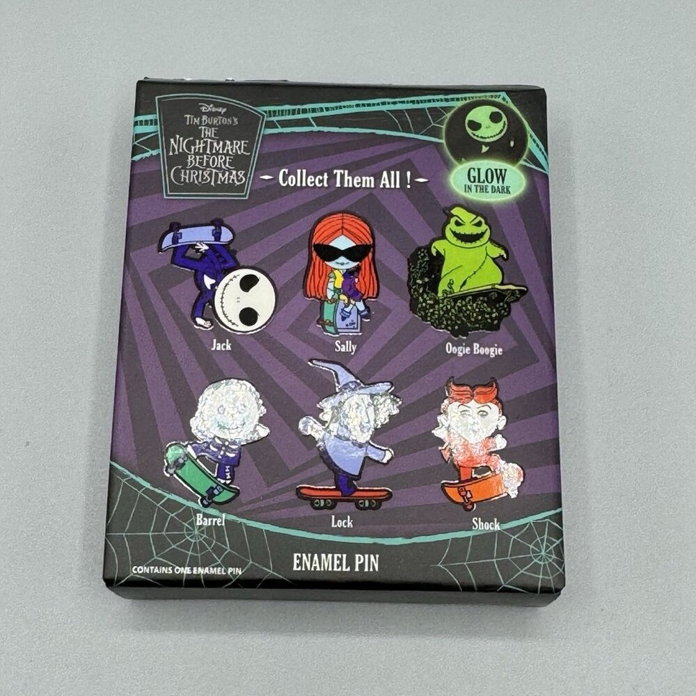 Nightmare Before Christmas Skateboard Glow-In-The-Dark Blind Box Pin-LOCK - Picture 4 of 5